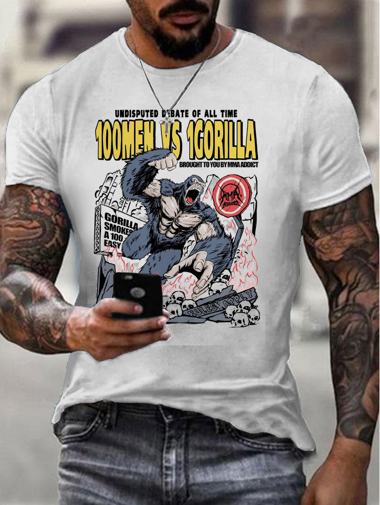 100 Men Vs. 1 Silverback Gorilla In Hand to Hand Combat T-Shirt