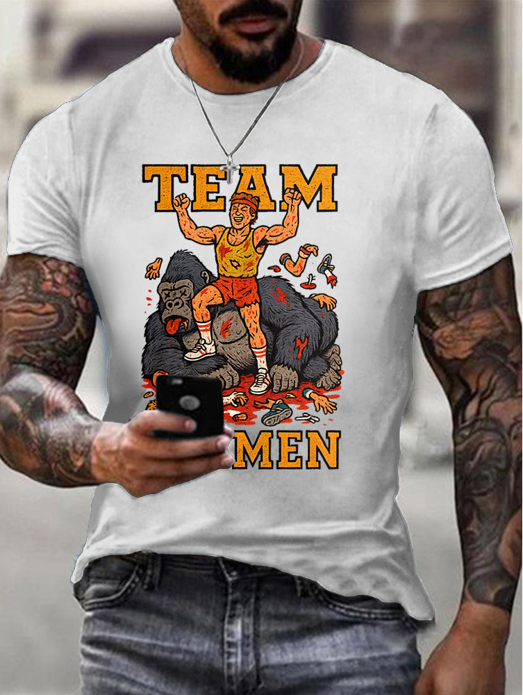 100 Men Vs. 1 Silverback Gorilla In Hand to Hand Combat White Shirt