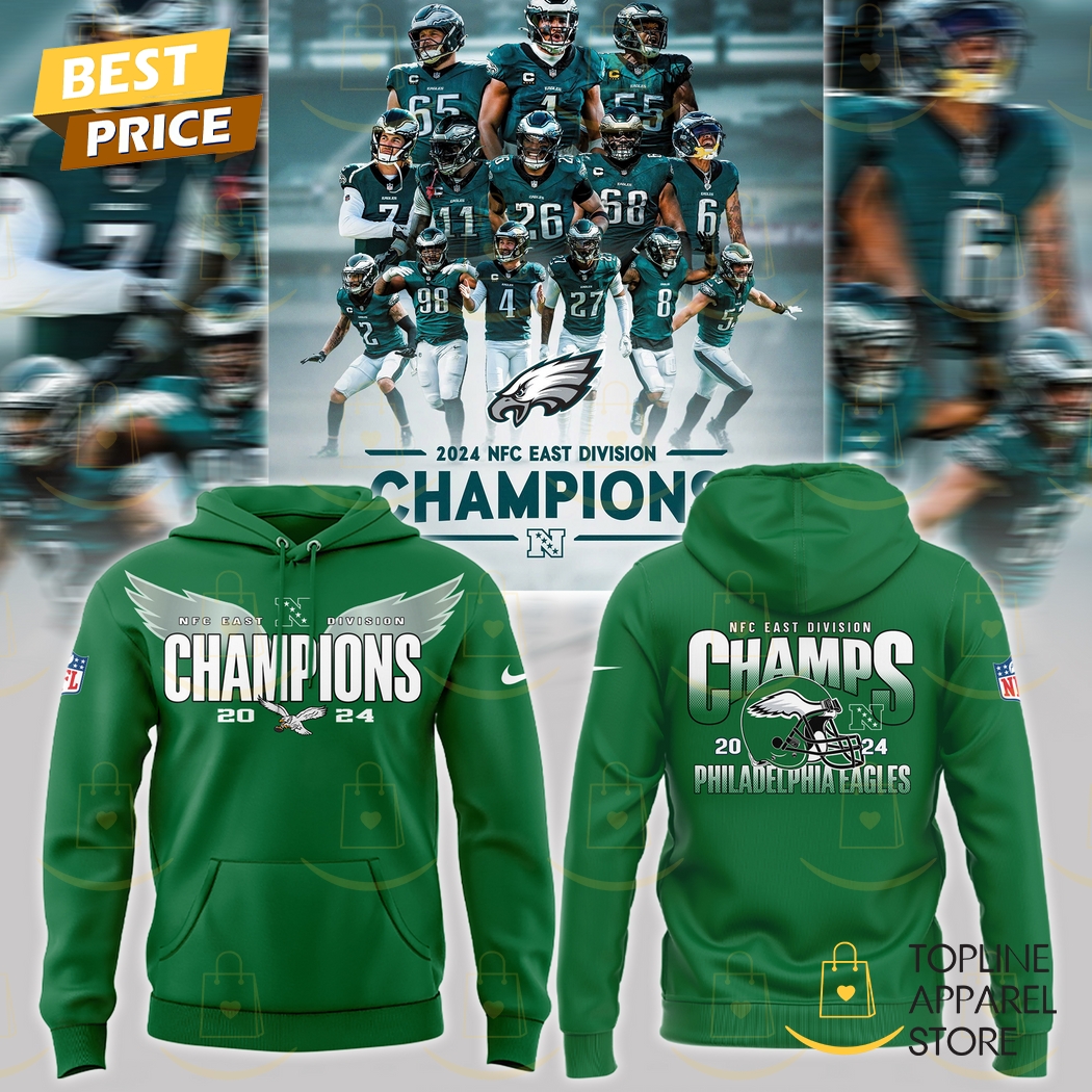 2024-2025 NFC East Division Champions Kelly Green Philadelphia Eagles Hoodie
