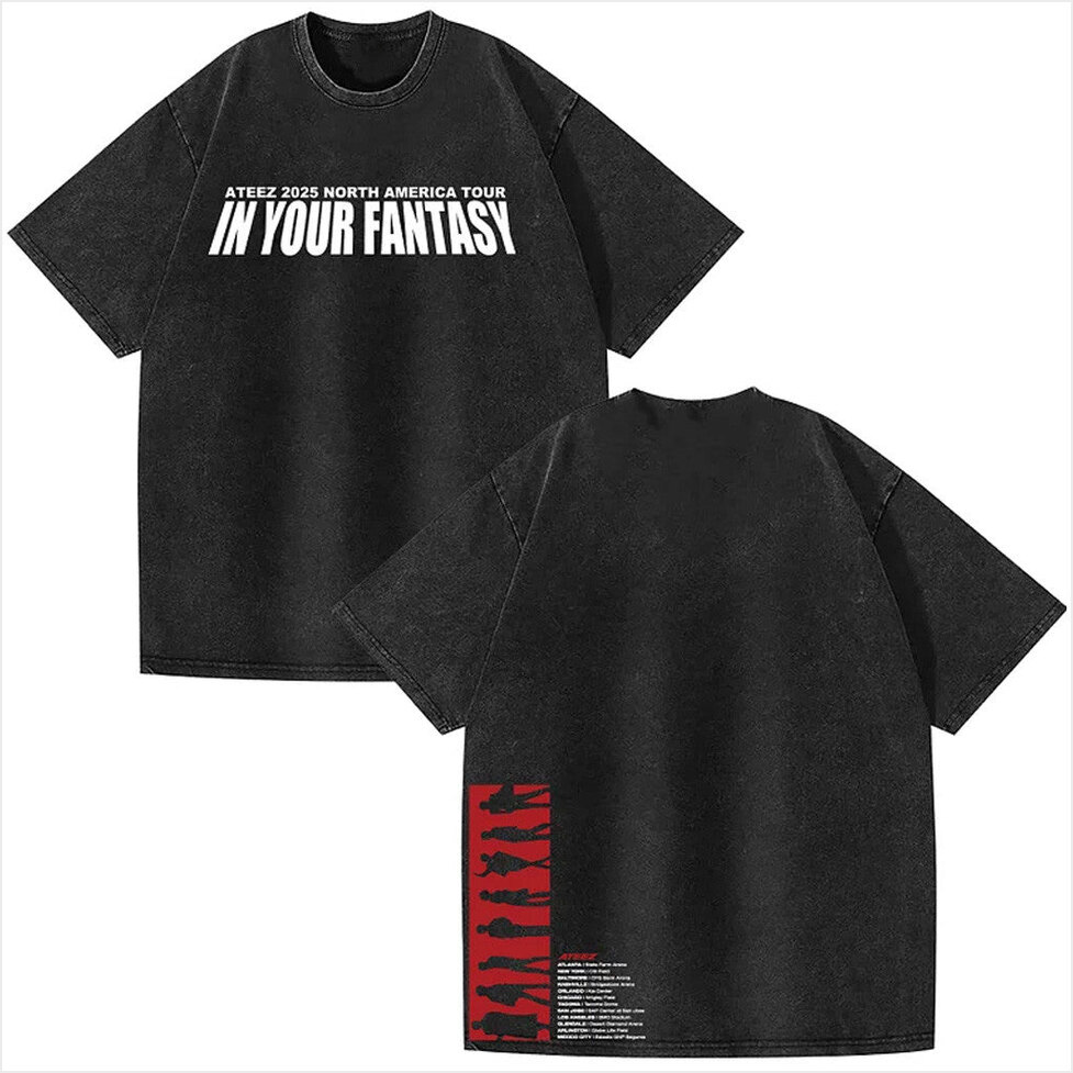 2025 ATEEZ In Your Fantasy World Tour North America Washed T-Shirt Ateez Merch Husband Gifts