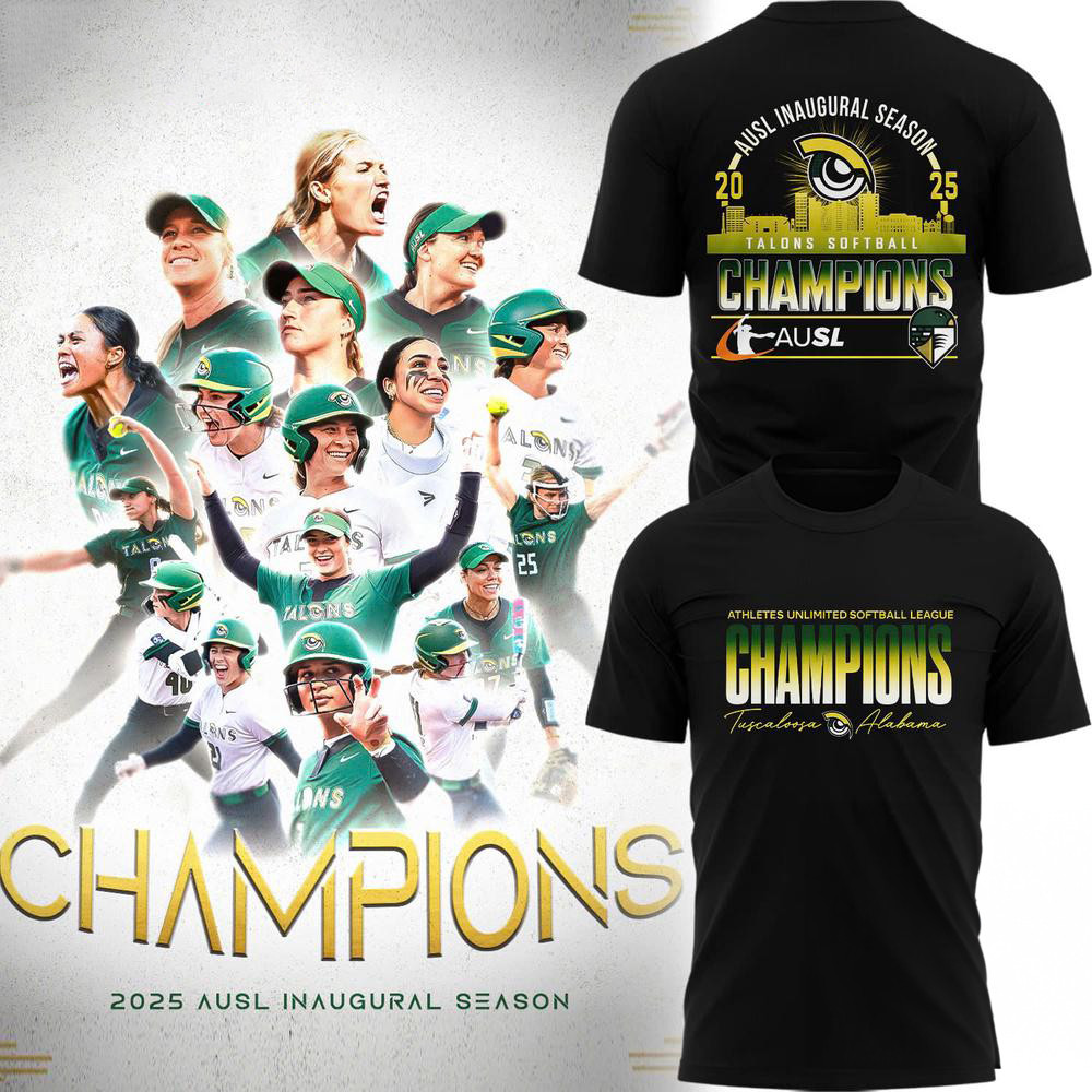 2025 Ausl Inaugural Season Champions Talons Softball Shirt Gifts For Fans