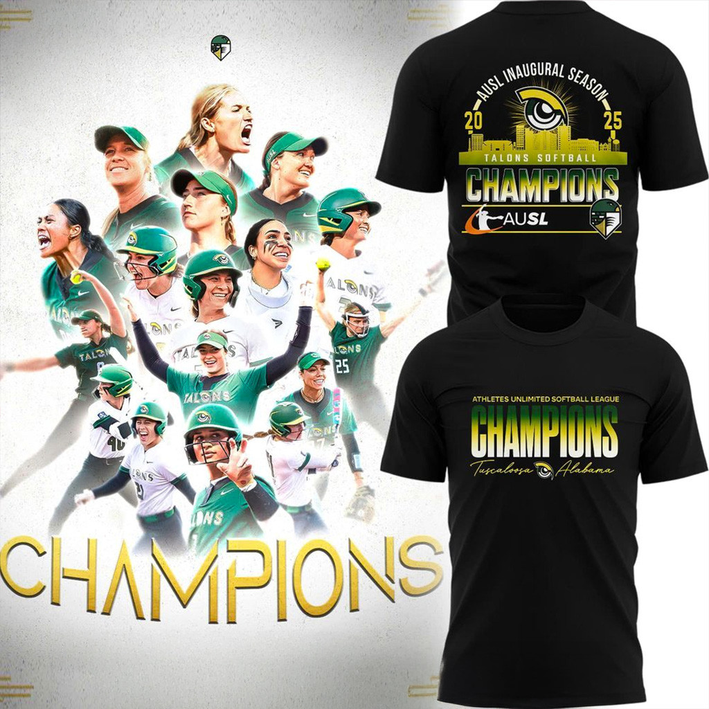 2025 Ausl Inaugural Season Champions Talons Softball Tshirt