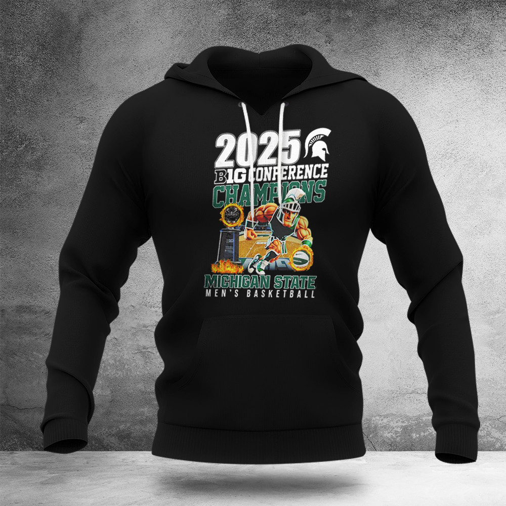 2025 B1G Conference Champions Michigan State MenÃ¢â‚¬â„¢S Basketball Mascot Hoodie