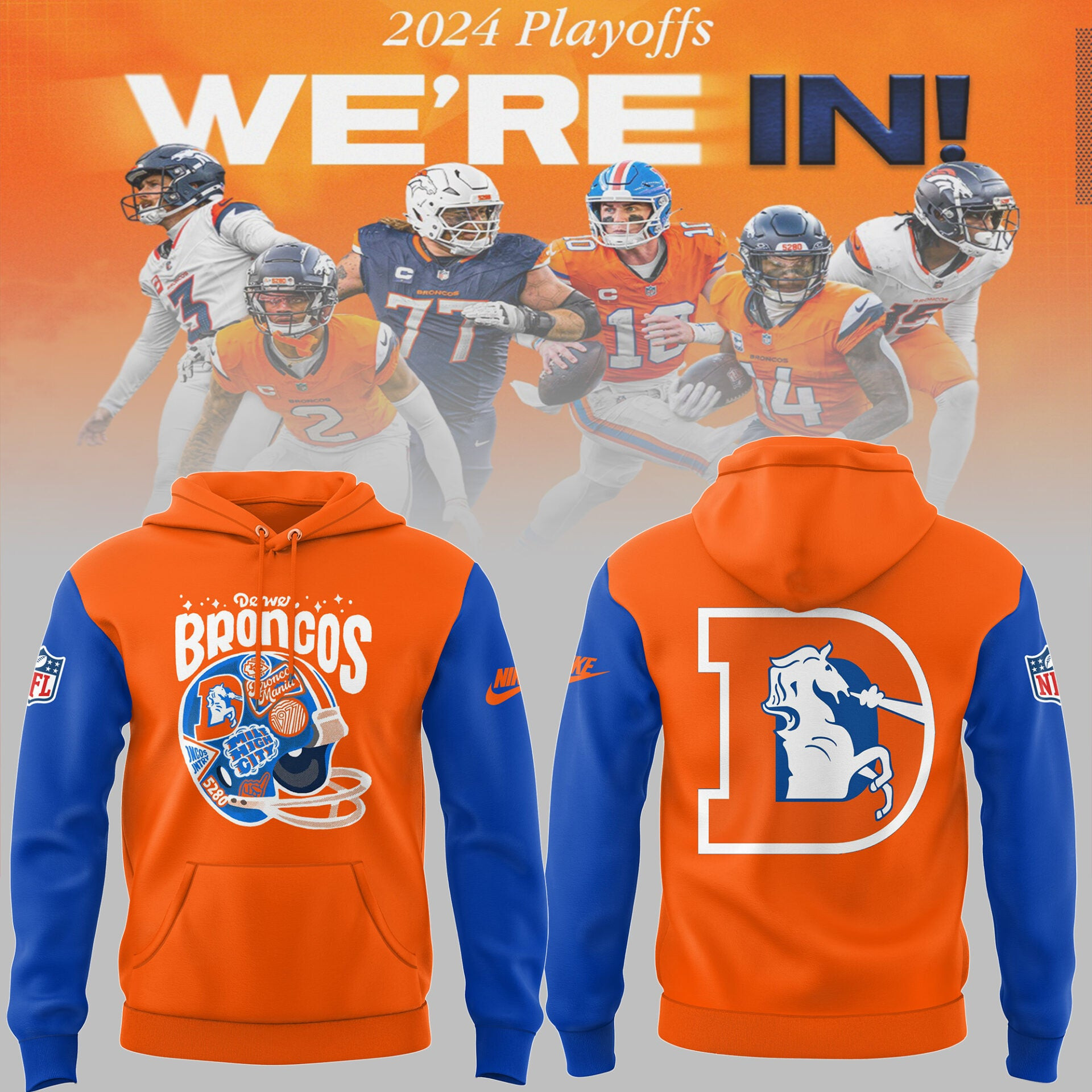 2025 Denver Broncos Football Throwback To 77Ã¢â‚¬Â² NFL Hoodie Presents For Football Lovers