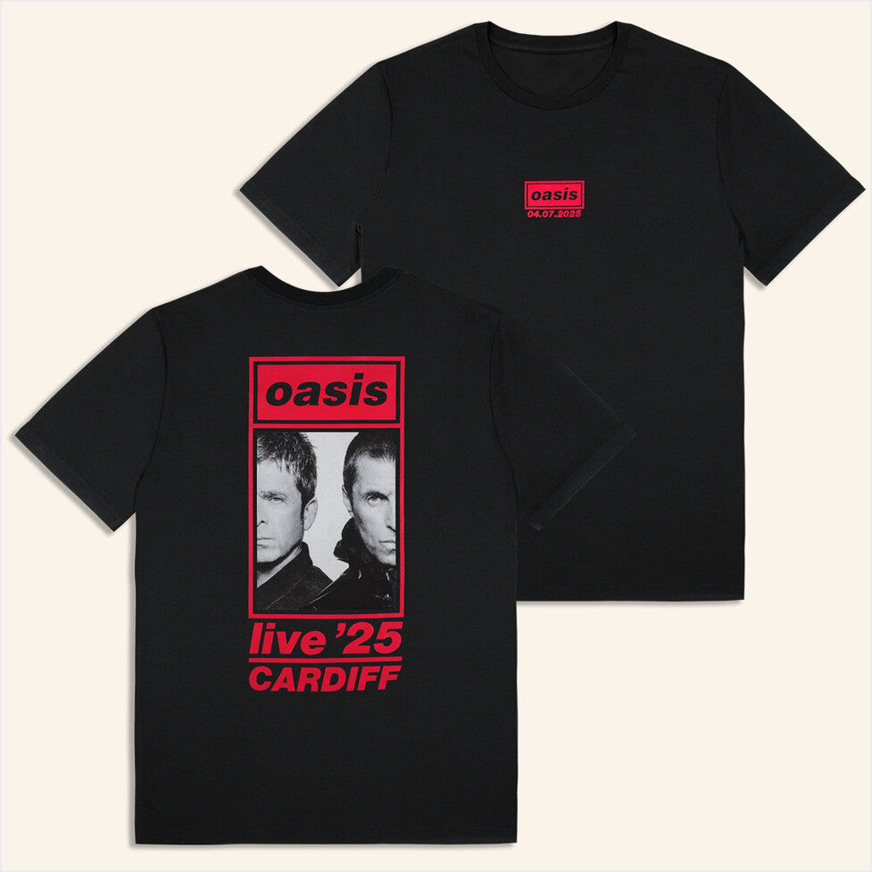2025 Live 25 Cardiff 4th July Event T-Shirt Oasis Tour Merch Black Birthday Gifts For Dad