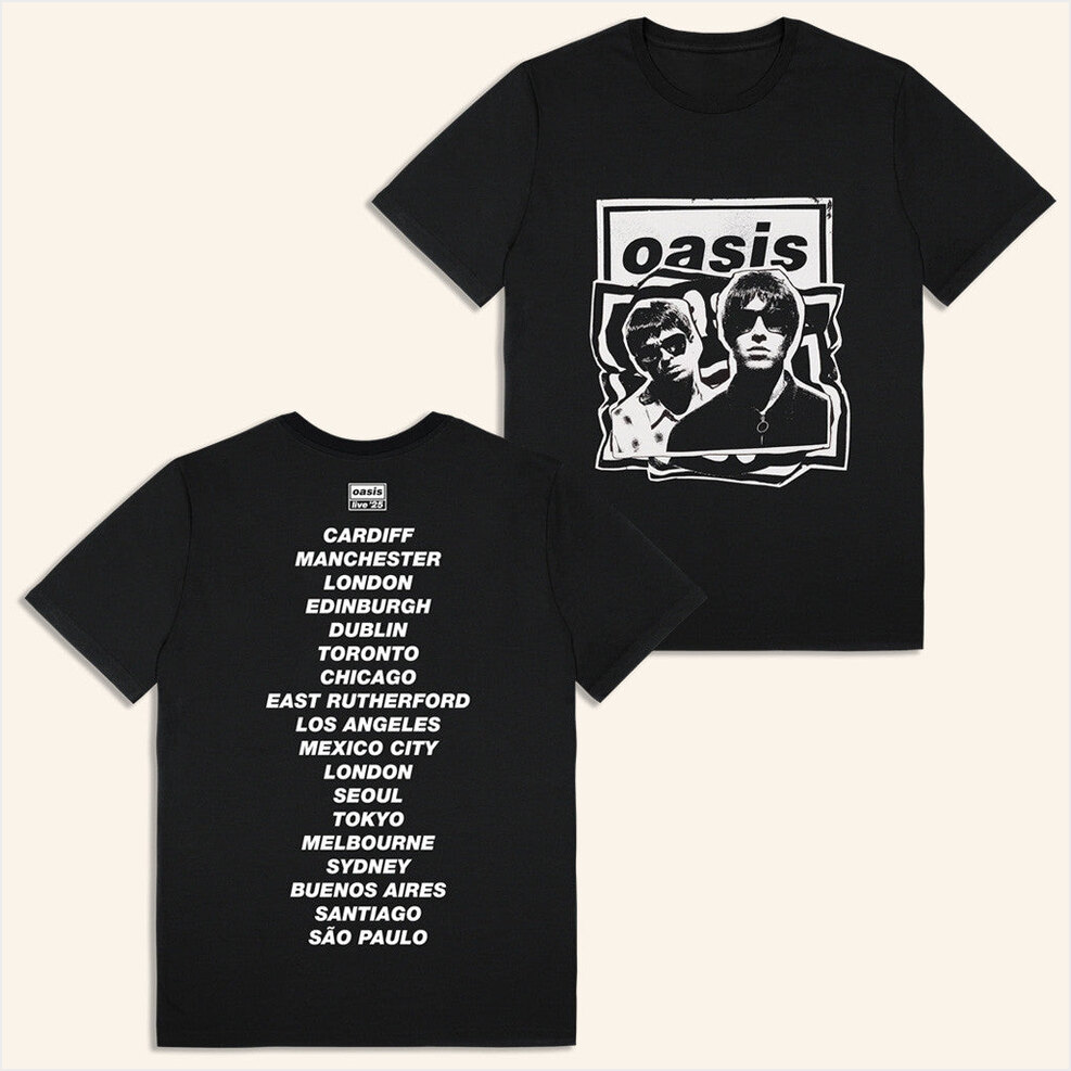 2025 Live 25 Cut Out Photo Tour T-Shirt Oasis Tour Merch Black Birthday Gifts For Father