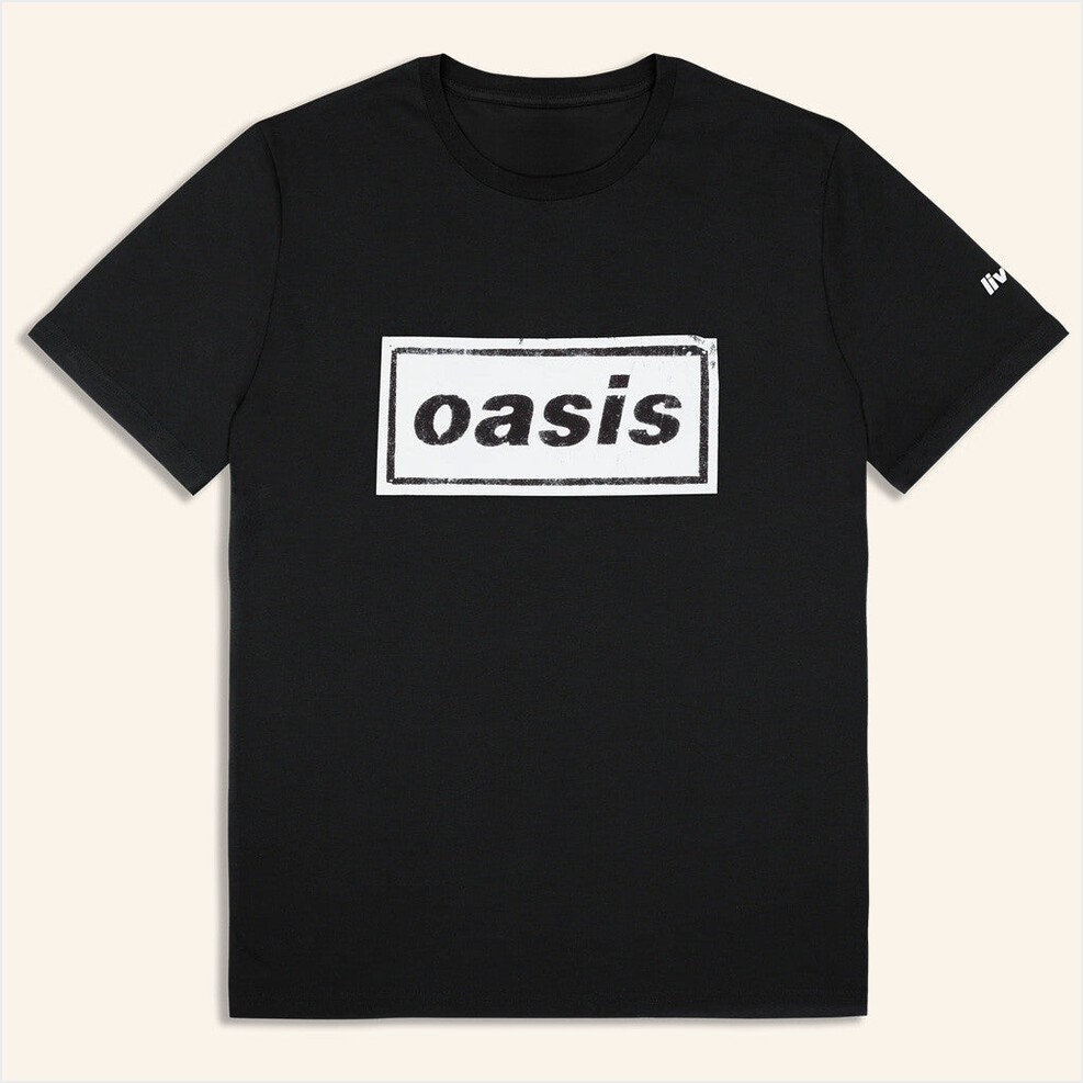 2025 Live 25 Stencil Logo T-Shirt Oasis Tour Merch Black Best Friend Birthday Gifts