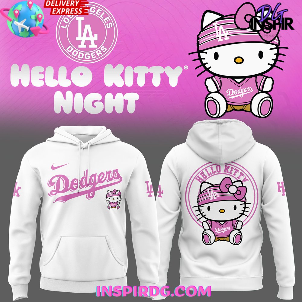 2025 Los Angeles Dodgers x Hello Kitty Special White Hoodie
