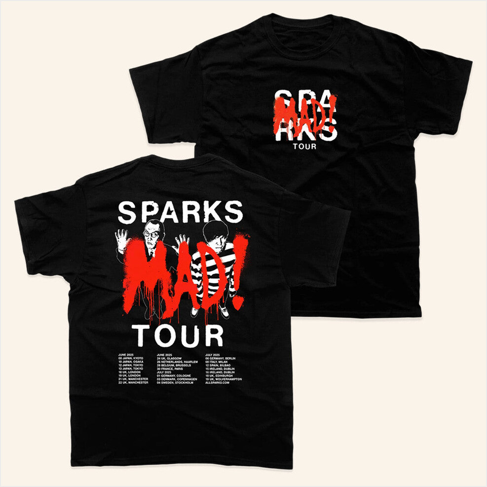 2025 Mad Tour Black T-Shirt All Sparks Merch Gift Ideas For Fans BFF Birthday Gifts