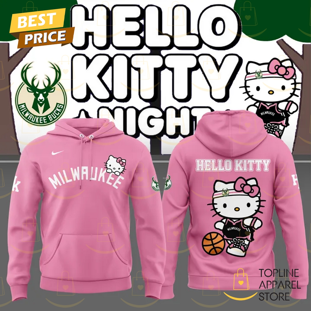 2025 Milwaukee Bucks x Hello Kitty Night Hoodie - Pink