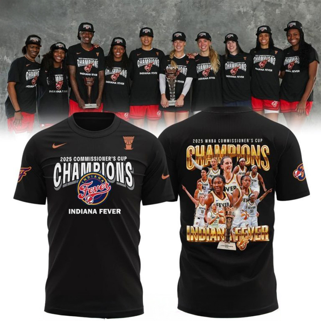 2025 WNBA Commissioners Cup Champions Indiana Fever Black T-Shirt WNBA Merch Wife Gifts