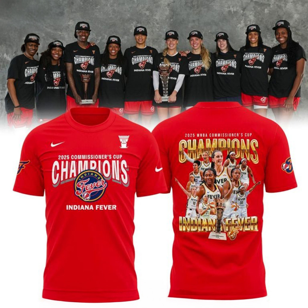 2025 WNBA Commissioners Cup Champions Indiana Fever Red T-Shirt WNBA Merch Fans Gifts