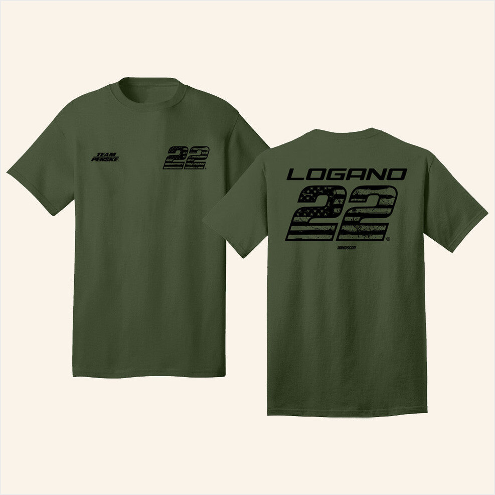 22 Logano Patriotic Olive Green T-Shirt Joey Logano Merch Birthday Gifts For Best Friend