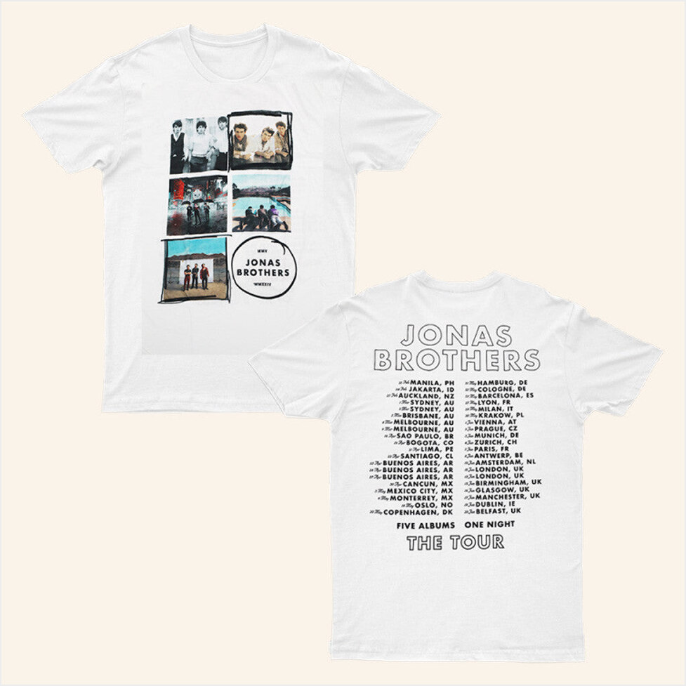 5 Albums White T-Shirt Jonas Brothers Tour Merch Gifts For Music Lovers Gifts For Friends