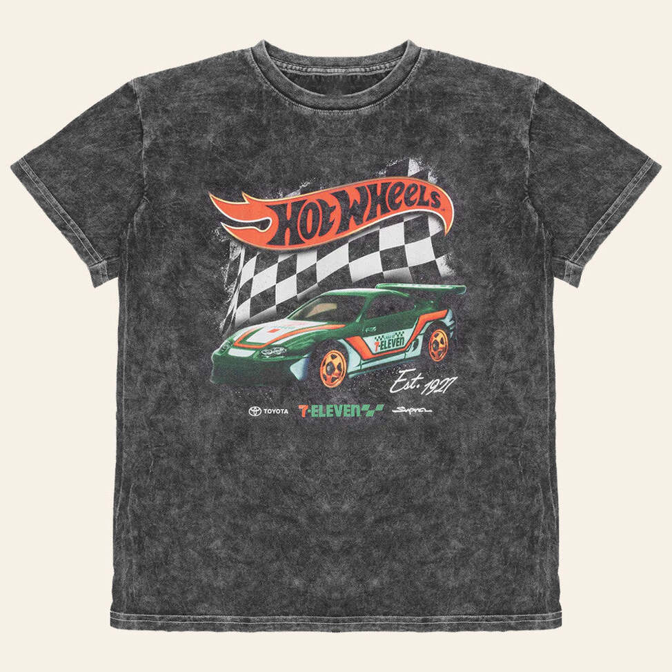 7 Collection Merch 7 Eleven X Hot Wheels Checkered Vintage Wash T-Shirt Gift Ideas For Him