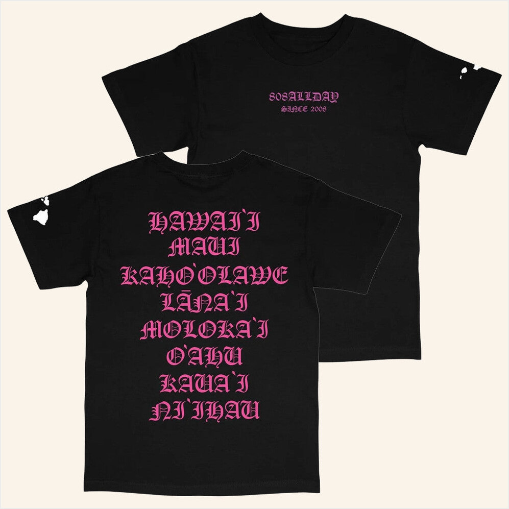 808Allday Black Pink Roll Call Puff Print T-Shirt 808 All Day Merch Mom Birthday Gifts