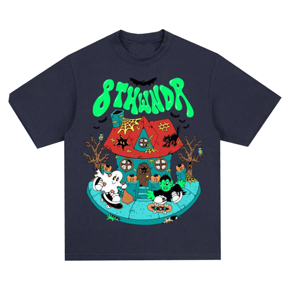 8thwndr Merch Haunted House Navy T-Shirt Unique Dad Gifts For Fathers Day