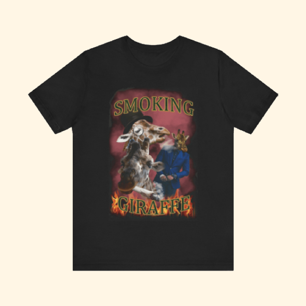 90s Vintage Graphic T-Shirt Smoking Giraffe Merch Best Fathers Day Gifts For Friends