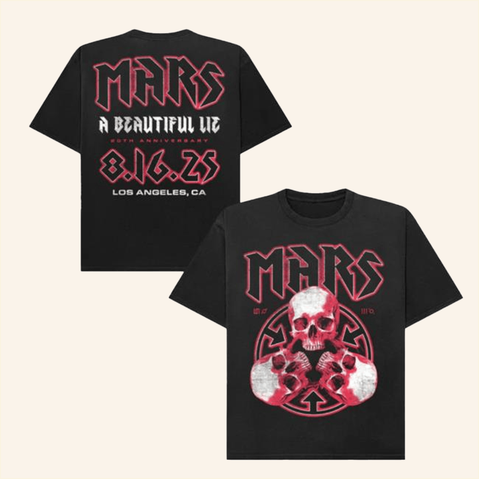 A Beautiful Lie 20Th Anniversary 3 Skull T-Shirt Thirty Seconds To Mars Merch Fans Gifts