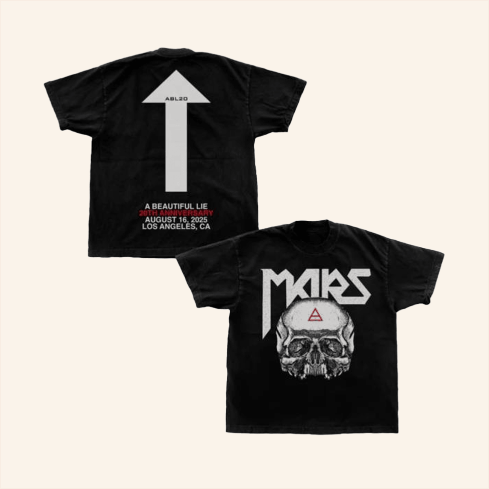A Beautiful Lie 20Th Anniversary Triad Skull T-Shirt Thirty Seconds To Mars Merch Him Gifts