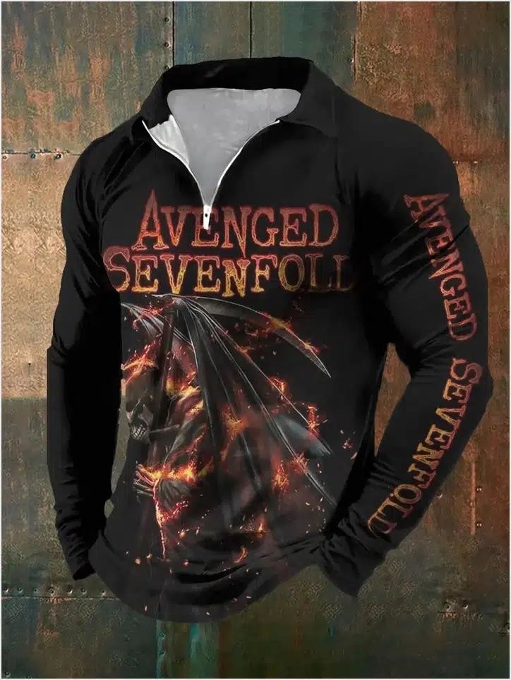 A7X Quarter Zip Shirt Avenged Sevenfold Merch Fathers Day Present Ideas BFF Birthday Gifts