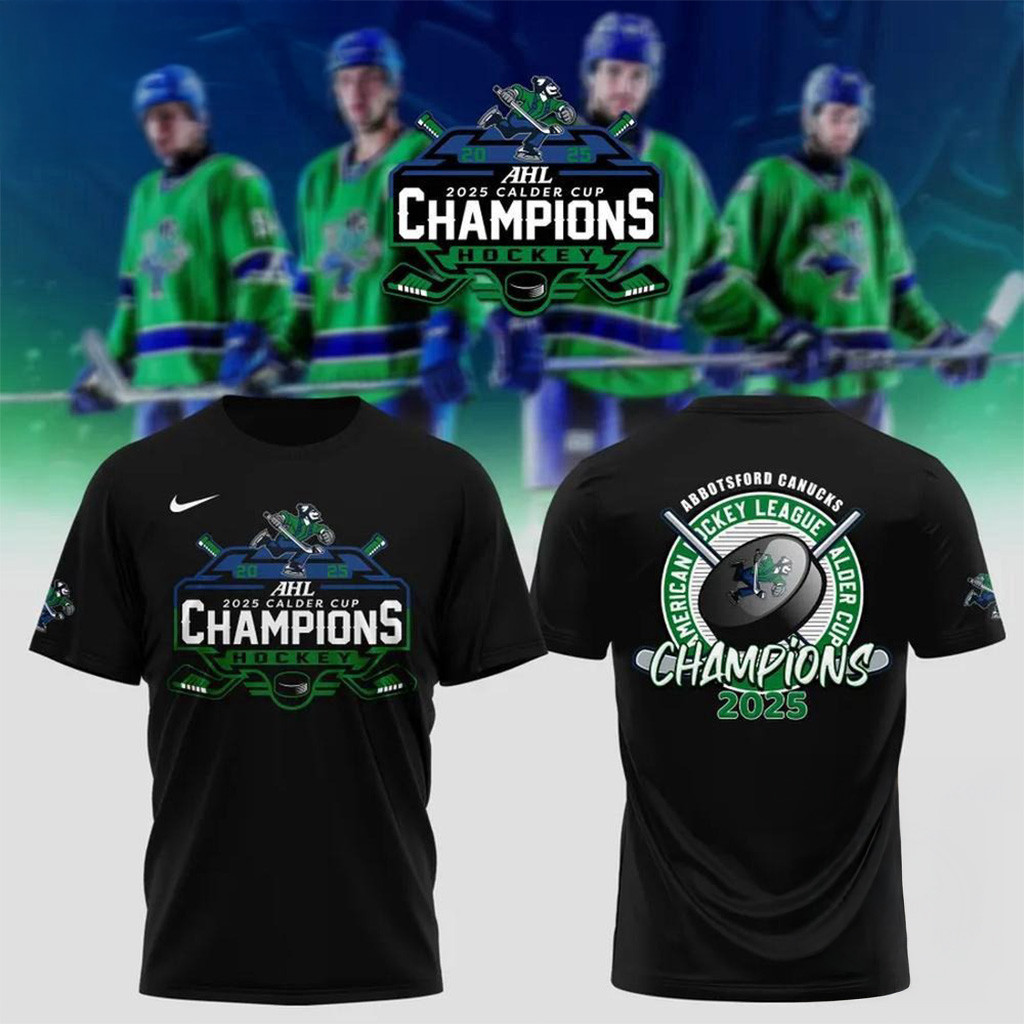 Abbotsford Canucks 2025 Calder Cup Champions Locker Room 3D Shirt Abbotsford Canucks Merch