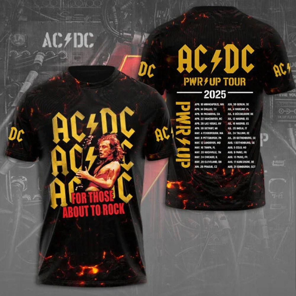 AC DC Pwr Up Tour 2025 For Those About To Rock T-Shirt Rock Band Gifts For Fans