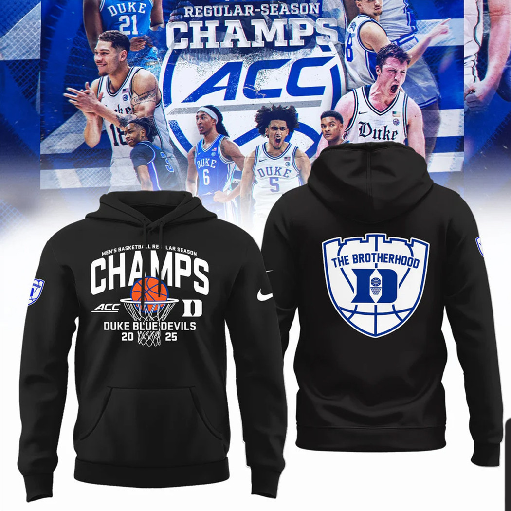 Acc Championship 2025 Hoodie Duke Blue Devils 2025 ACC MenÃ¢â‚¬â„¢s Basketball Regular Season Champions