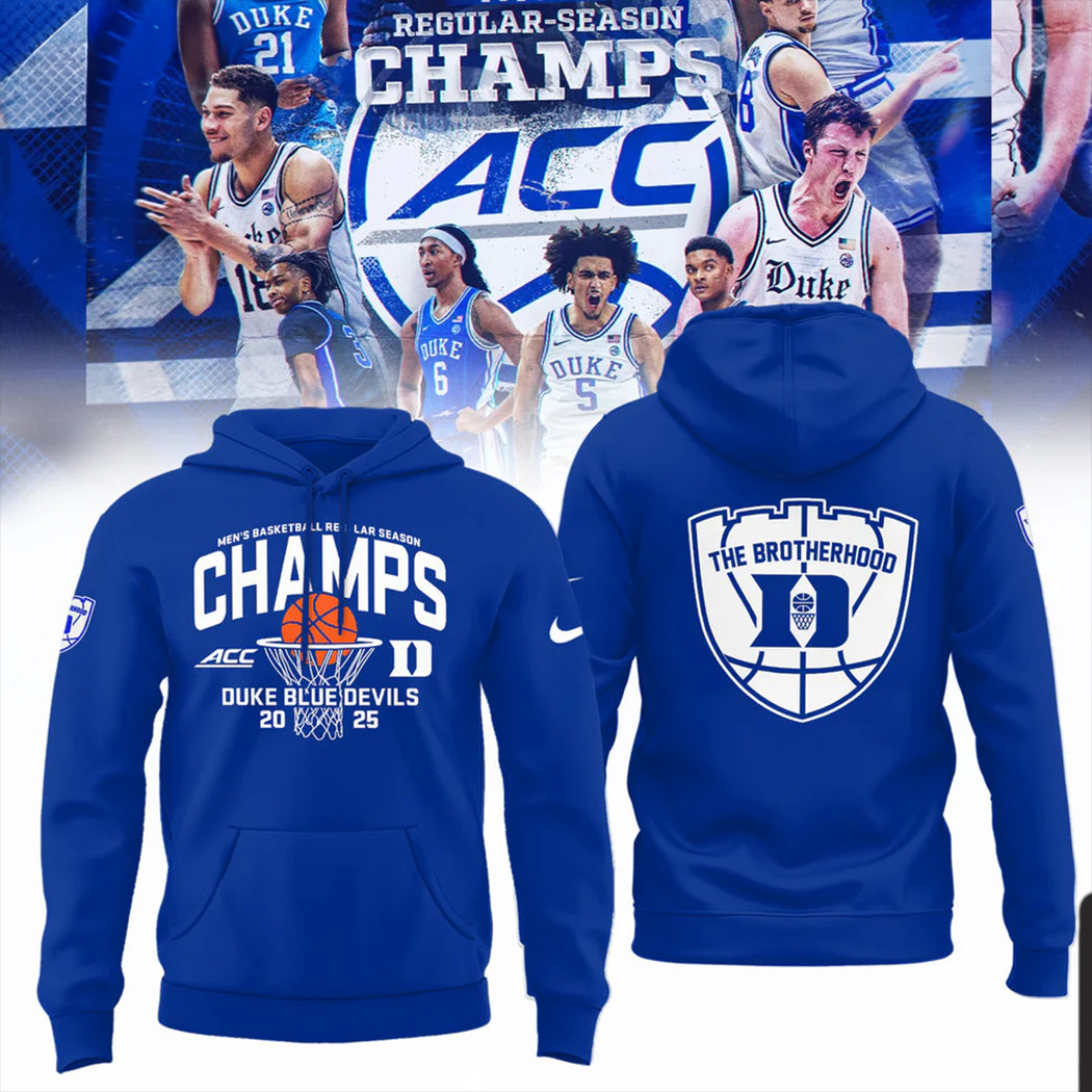 Acc Championship Hoodie Duke Blue Devils 2025 ACC MenÃ¢â‚¬â„¢s Basketball Regular Season Champions