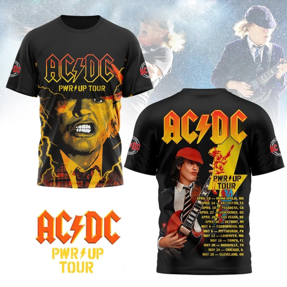 ACDC Christmas Pwr Up Tour 2025 Festive T-Shirt Gifts For Music Fans
