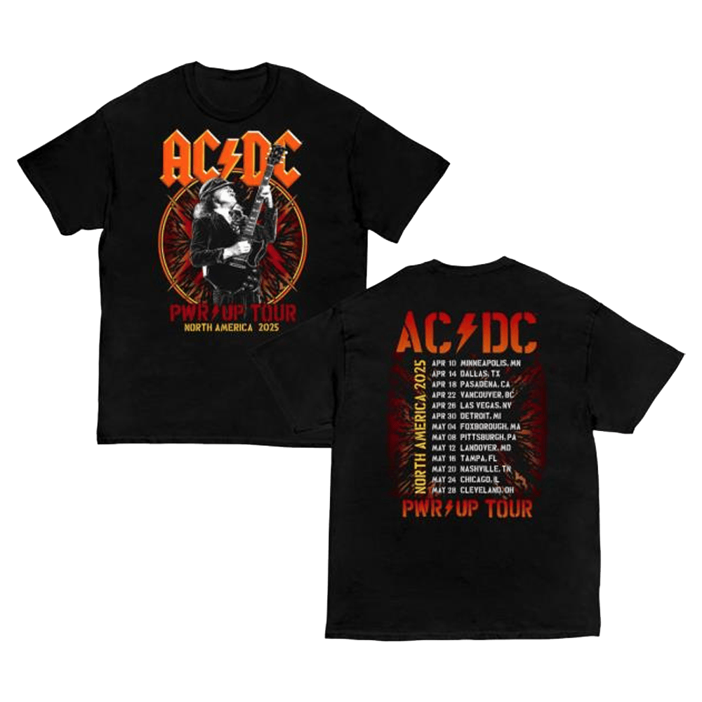 ACDC Merch Angus Bolts Pwr Up Tour T-Shirt Birthday Gifts For Music Lovers