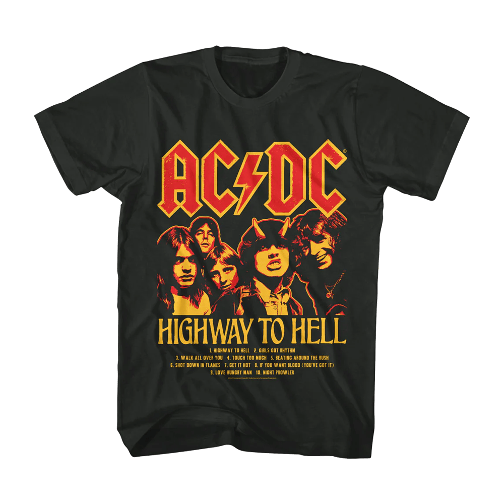 ACDC Merch Highway To Hell Tracklist T-Shirt Music Related Gifts For Guys