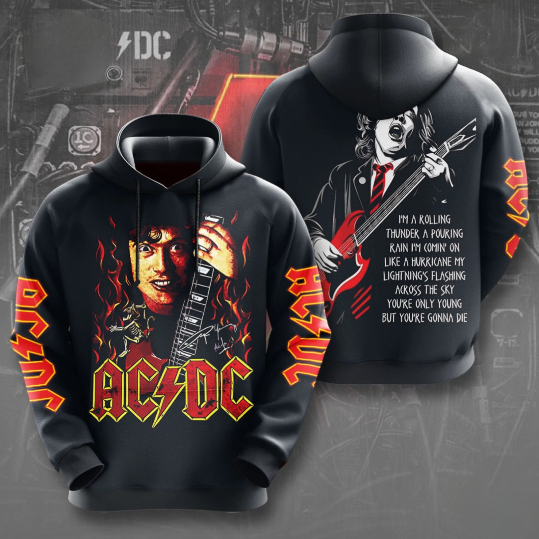 ACDC Pwr Up 2025 IÃ¢â‚¬â„¢m Rolling Thunder 3D Hoodie Unique Gifts For Music Lovers