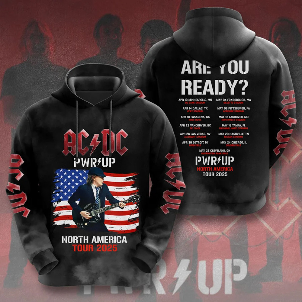 ACDC Pwr Up Tour 2025 Hoodie FatherÃ¢â‚¬â„¢S Day Gifts For Music Lovers