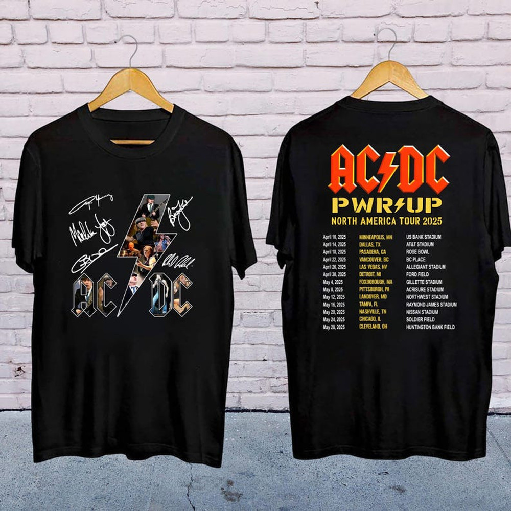 ACDC Pwr Up Tour 2025 T-Shirt Music Themed Gifts For Fans