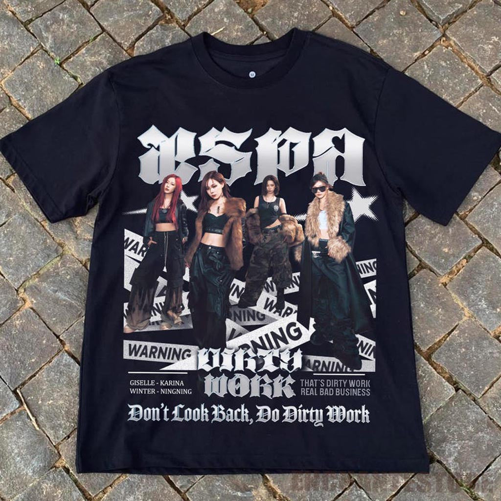 Aespa Dirty Work Shirt Dirty Work T-Shirt Aespa Synk AeXis Line Shirt 2025 Aespa Live Apparel