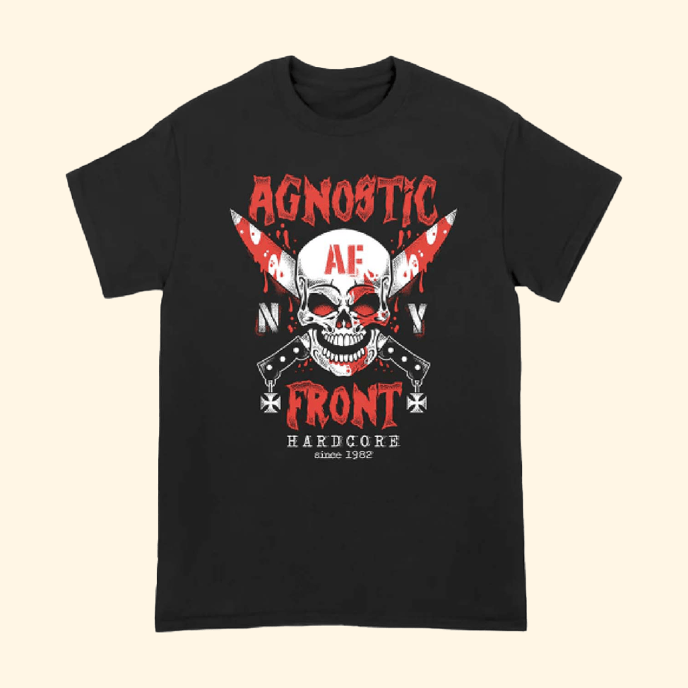 Agnostic Front Crossed Knife Skull T-Shirt Allin Merch Gifts For Dad Gifts For Best Friend