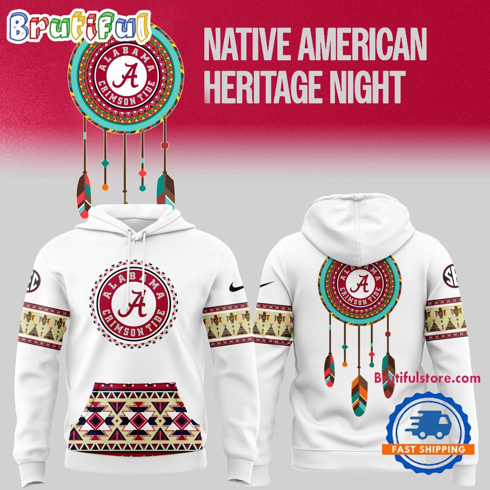 Alabama Crimson Tide Football Native American Heritage White Hoodie