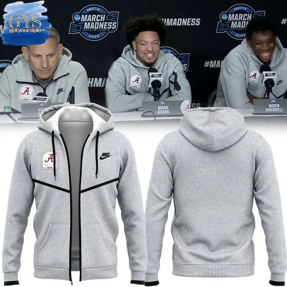 Alabama Crimson Tide Grey Uniform 2025 Zip Hoodie