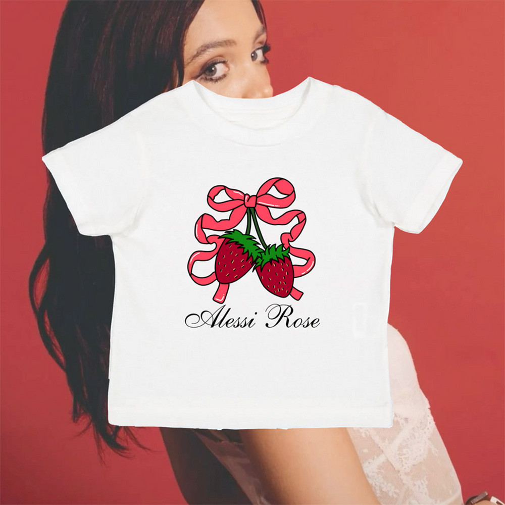 Alessi Rose Merch Alessi Rose Strawberry Bow Baby Tee Mothers Day Gifts For Daughter
