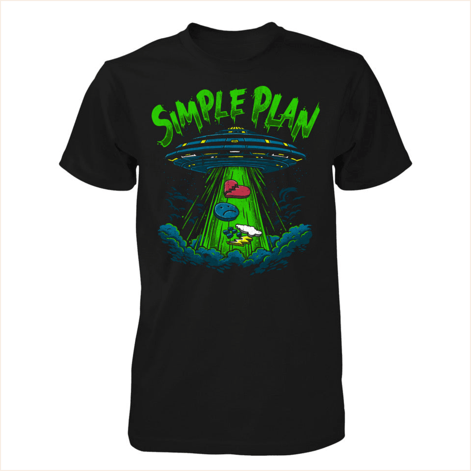 Alien UFO T-Shirt Simple Plan Merch Birthday Birthday Gift Ideas Christmas Presents