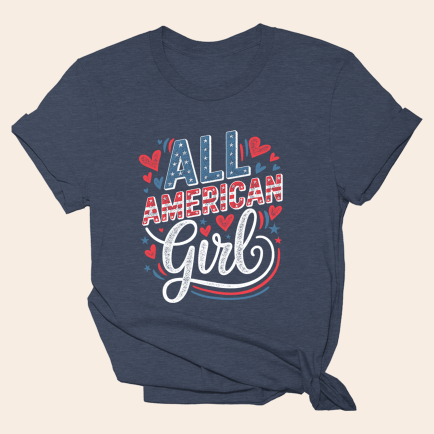 All American Girl Shirt Womens Patriotic T-Shirt Gifts For Best Friend Anniversary Gifts For Men