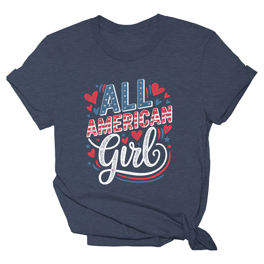 All American Girl Shirt Womens Patriotic T-Shirt Gifts For Girlfriend
