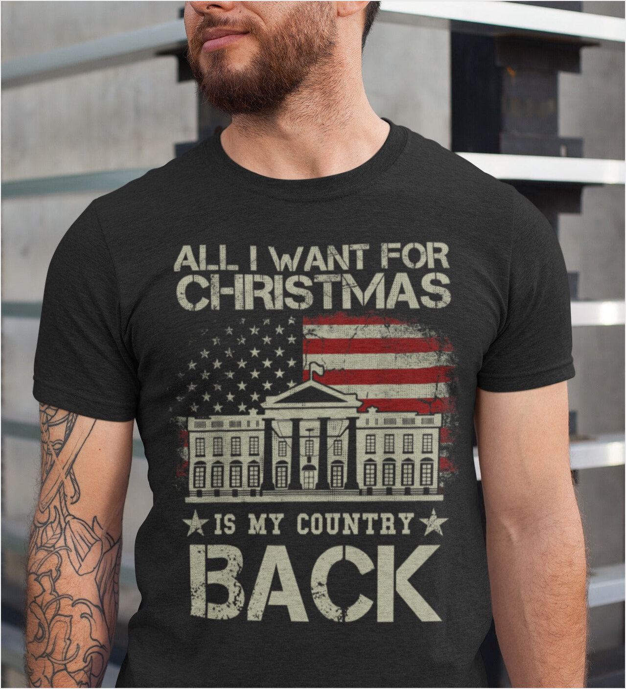 All I Want For Christmas Is My Country Back Shirt Patriotic White House T-Shirt