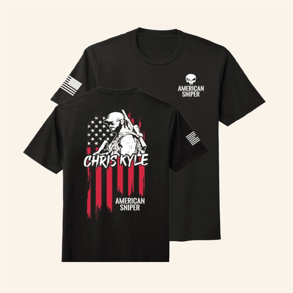 American Sniper Ck Flag Black T-Shirt American Sniper Merch Dad Gifts Birthday Gift Ideas