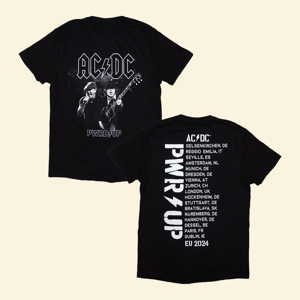 Angus And Bryan Pwr Up Tour T-Shirt ACDC Merch Cool Gifts For Music Lovers Birthday Gift Ideas