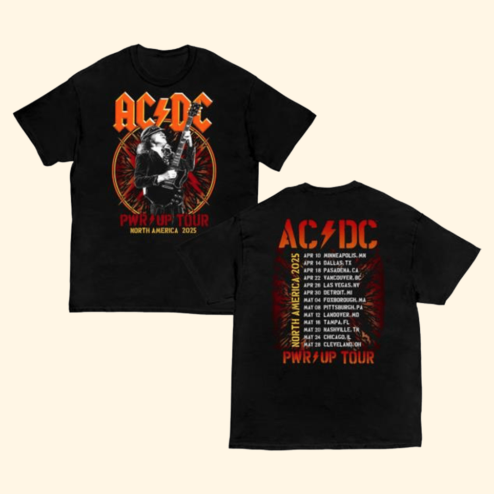 Angus Bolts Pwr Up Tour T-Shirt ACDC Merch Birthday Gifts For Music Lovers Gifts For Best Friend