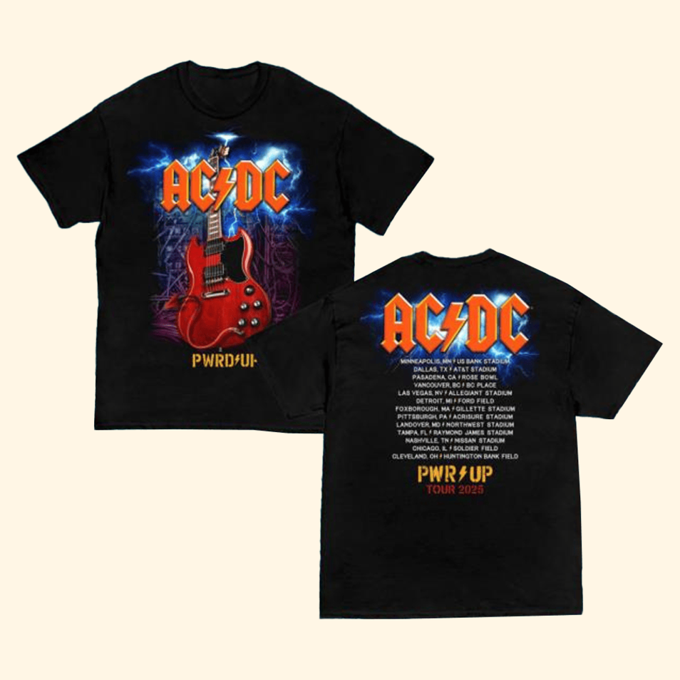Angus Gibson Pwr Up Tour T-Shirt ACDC Merch Music Lover Birthday Gifts For Best Friend