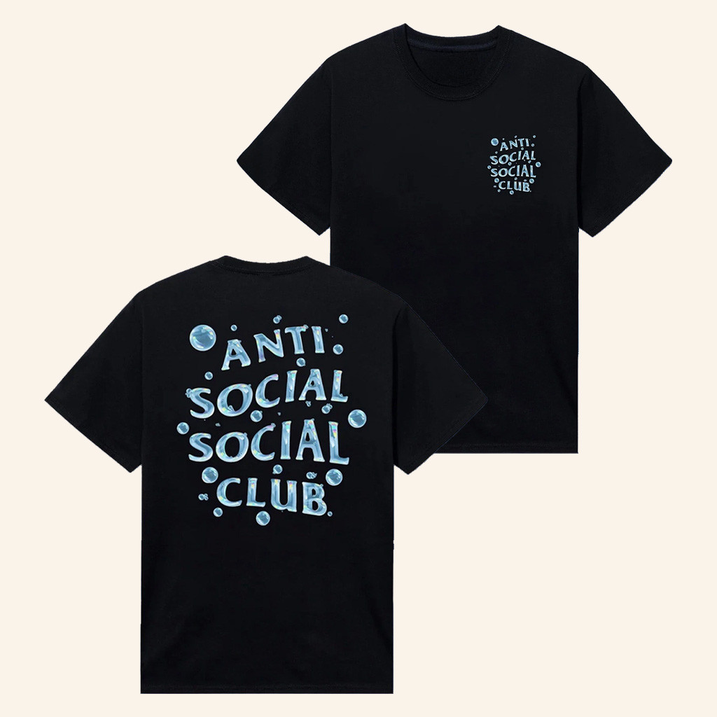 Anti Social Social Club Merch Bubble Logo Black T-Shirt Good Gifts For Boyfriend
