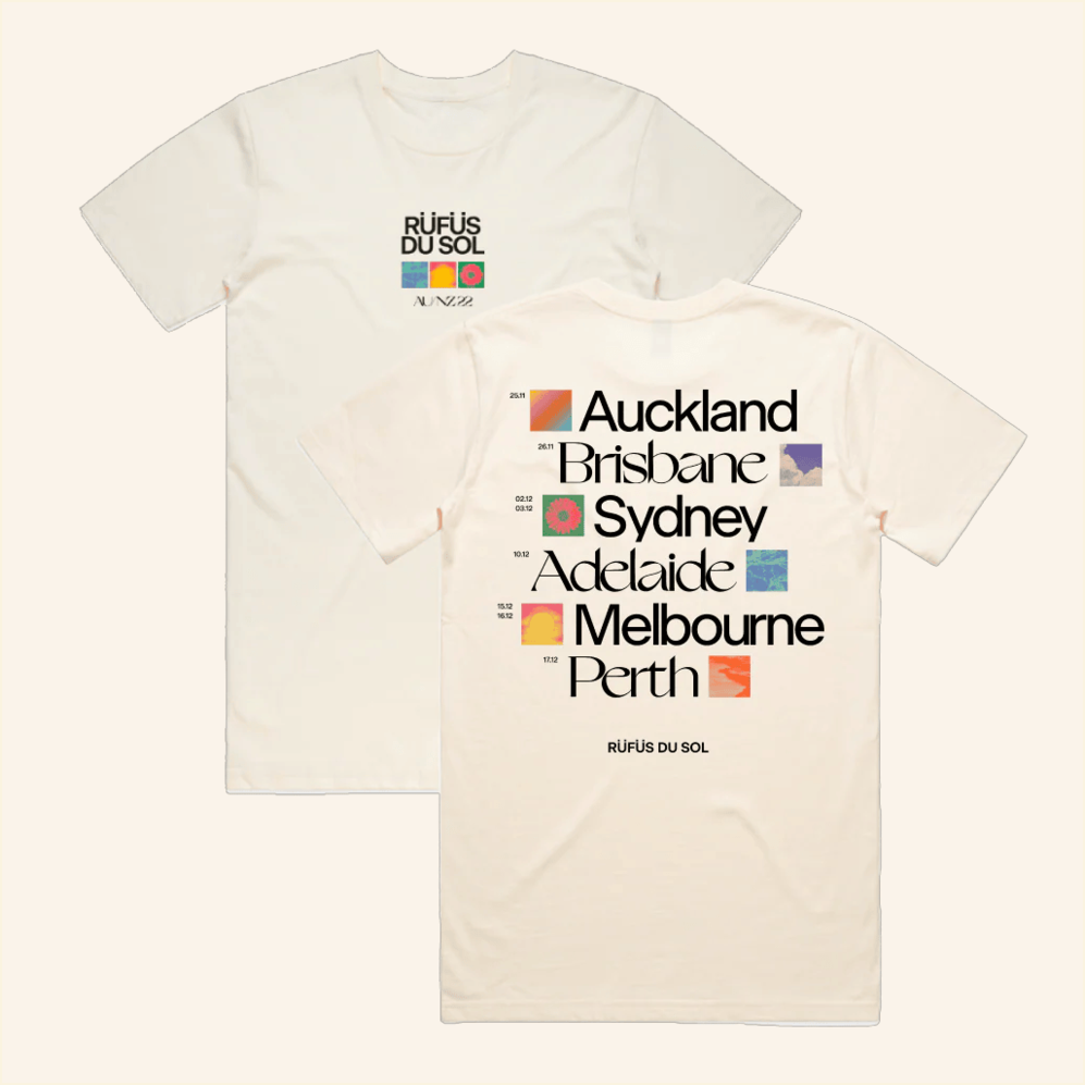 ANZ Cities Tour Ecru T-Shirt Rufus Du Sol Merch Birthday Gifts For Band Fans Gifts For BFF